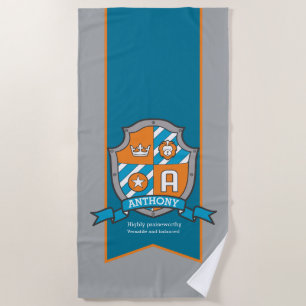 Jungs Schild grau Anthony Buchstabe A Name Handtuc Strandtuch
