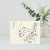 Jungs Schlafzimmer Mess Spaß Zeichnete von oben Postkarte (Stehend Vorderseite)