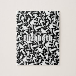 Jungs Schwarz-weiße Mannschaftsfarben Puzzle