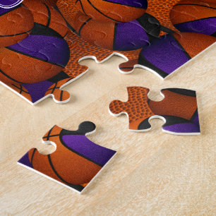 Jungs schwarze, lila Basketballmannschaft Puzzle