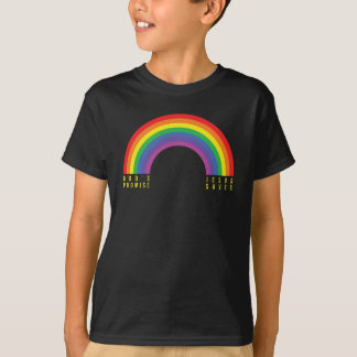 Jungs Schwarzer T - Shirt Regenbogen Jesus Rette