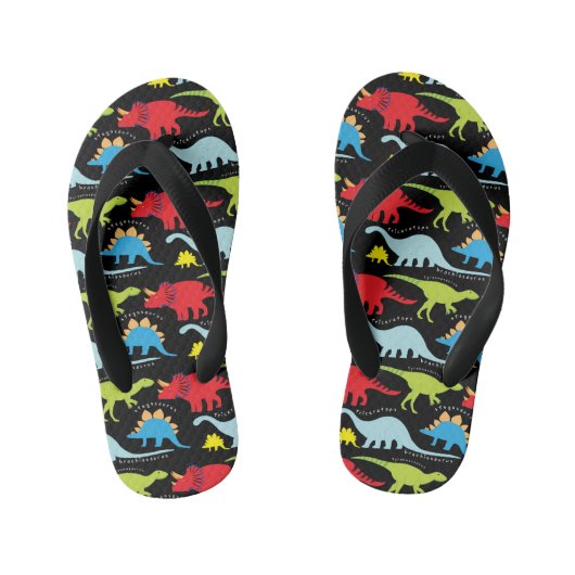 Jungs Spaß Dinosaurier Muster Flip Flops Kinderbadesandalen (Fußbett)