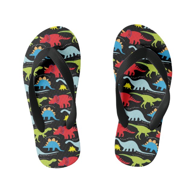 Jungs Spaß Dinosaurier Muster Flip Flops Kinderbadesandalen (Fußbett)