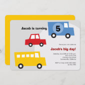 Jungs Spielzeug Spaß Transport Kinder 5th Birthday Einladung (Vorne/Hinten)