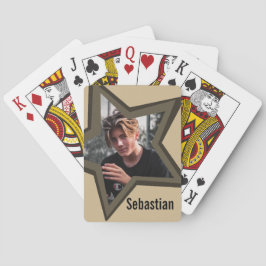 Jungs Teenager Foto in einem schwarz-sternbraunen  Spielkarten