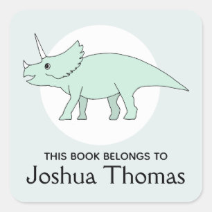 Jungs trendy Dieses Buch gehört Dinosaurier Name K Quadratischer Aufkleber