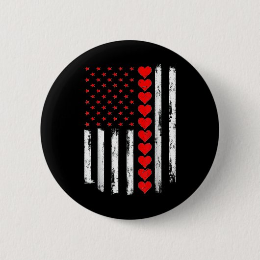 Jungs Valentinstag Amerikanischer Flaggenhörer Button (Vorderseite)