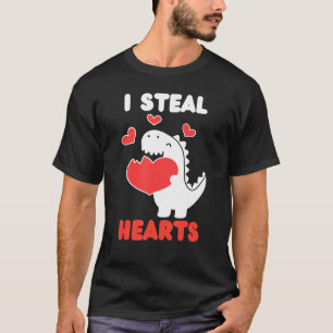 Jungs Valentinstag Kinder Dinosaurier I Steal Hear T-Shirt