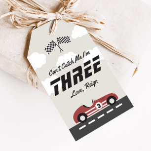 Jungs Vintag Red Race Car Geburtstagsparty Gunst Geschenkanhänger