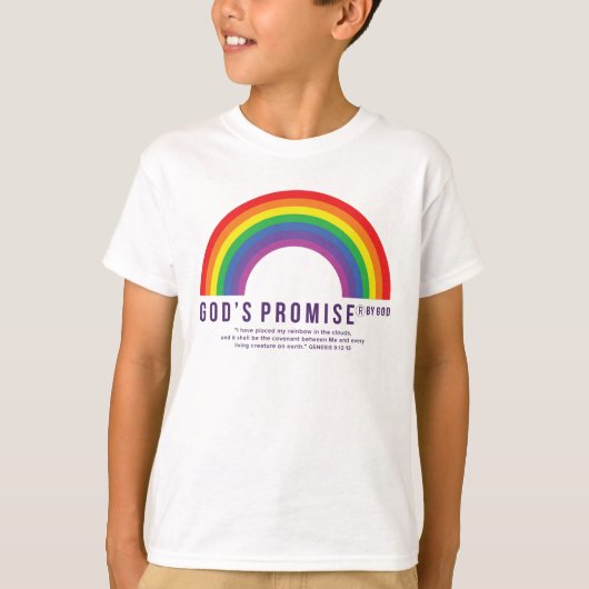 Jungs weißer T - Shirt Rainbow Gottes Versprechen (Vorderseite)