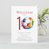 Jungs zum Fußball-Geburtstag Einladung (Stehend Vorderseite)