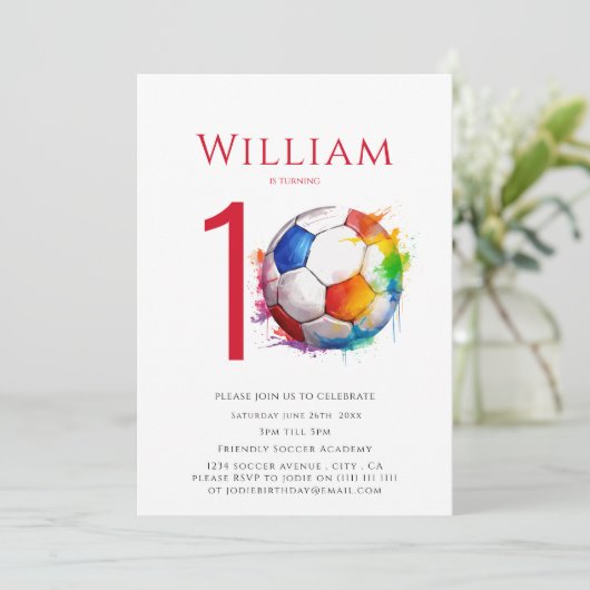 Jungs zum Fußball-Geburtstag Einladung (Stehend Vorderseite)