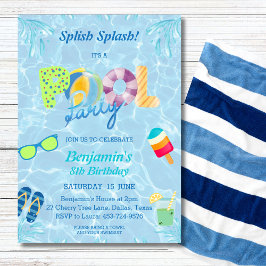 Jungs zum Geburtstag Splash Pool Party Einladung