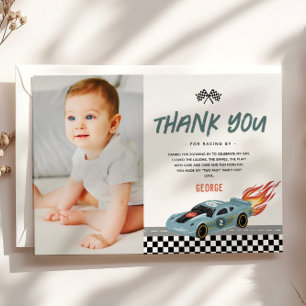 Jungs zwei schnelle Foto Racing Car 2. Geburtstag Dankeskarte