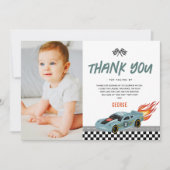 Jungs zwei schnelle Foto Racing Car 2. Geburtstag Dankeskarte (Vorderseite)
