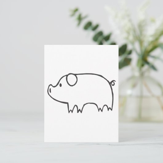 Jungschweine in Schwarz und Weiß Postkarte (Stehend Vorderseite)