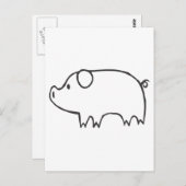 Jungschweine in Schwarz und Weiß Postkarte (Vorne/Hinten)