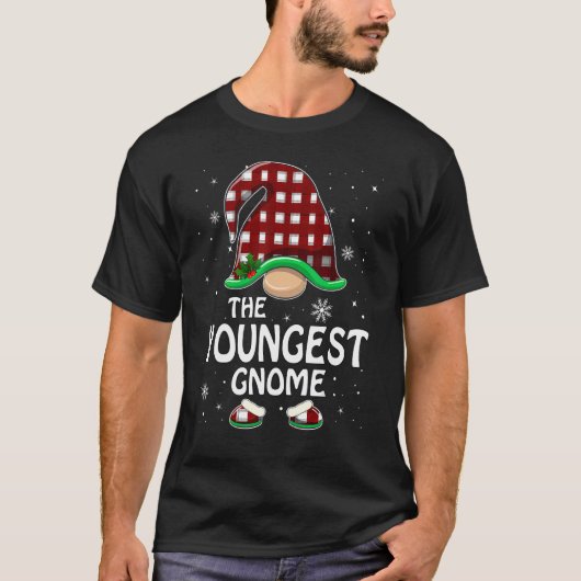 Jüngste Gnome Buffalo Red Kariert Matching Family  T-Shirt (Vorderseite)