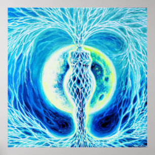 Jungsteinzeit mit dem Mond Poster