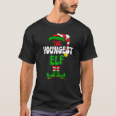 Jüngster Elf Pajama Matching Group Weihnachtsfeier T-Shirt (Vorderseite)