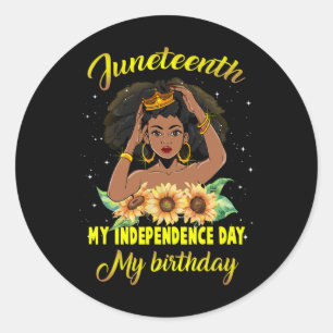 Jüngster Unabhängigkeitstag Mein Geburtstag schwar Runder Aufkleber