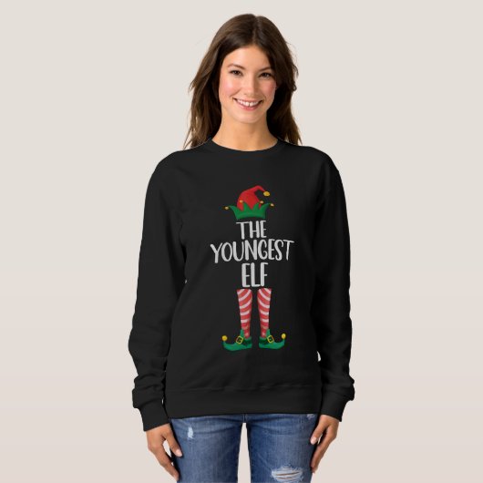 Jüngstes Elf Matching Familienweihnachtliches Part Sweatshirt (Vorne ganz)