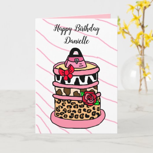 Jungtier Birthday Cake Karte (Gelbe Blume)