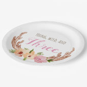 Jungtier- und drei WaldGeburtstagsschild Pappteller (Schrägansicht)