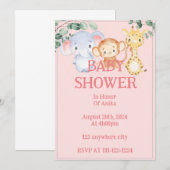 Jungtiere Baby Dusche Einladung (Vorne/Hinten)