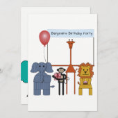 Jungtiere Einladung zur Geburtstagsfeier - |Nr. 1 (Vorne/Hinten)