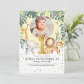 Jungtiere Junge zum ersten Geburtstag Foto Einladung (Stehend Vorderseite)