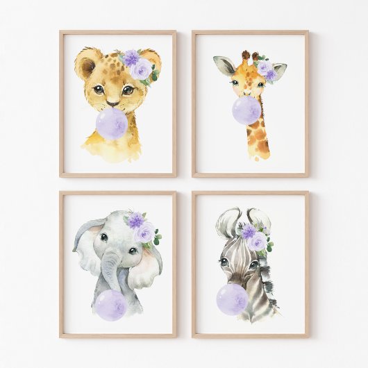 Jungtiere, Lila Bläschen, geschlechtsneutral Bilderwand Sets