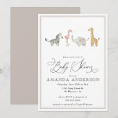 Jungtiere Niedlich Gender Neutral Baby Dusche Einladung (Vorne/Hinten)