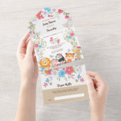 Jungtiere niedliches tropisches Party All In One Einladung (Abreißen)