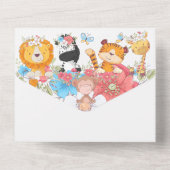 Jungtiere niedliches tropisches Party All In One Einladung (Rückseite)