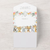 Jungtiere, Safari, Blume, Babydusche All In One Einladung (Außenbereich)