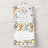 Jungtiere, Safari, Blume, Babydusche All In One Einladung (Innen Boden)