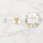 Jungtiere, Safari, Blume, Babydusche Konfetti (Rückseiten)
