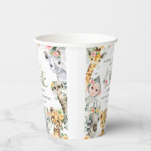 Jungtiere, Safari, Blume, Babydusche Pappbecher (Rechts)