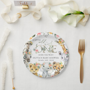 Jungtiere, Safari, Blume, Babydusche Pappteller