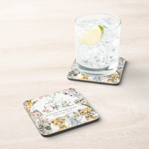 Jungtiere, Safari, Blume, erster Geburtstag Getränkeuntersetzer