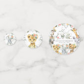 Jungtiere, Safari, Blume, erster Geburtstag Konfetti (Rückseiten)