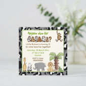 Jungtiere Safari Kindergeburtstag Party Einladung (Stehend Vorderseite)