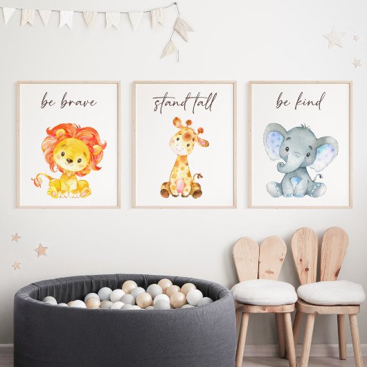 Jungtiere, Safari-Tiere, Quotes Bilderwand Sets