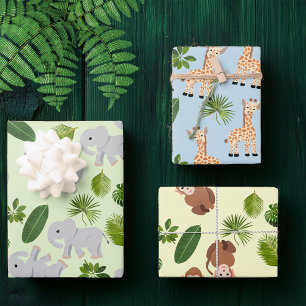 Jungtiere und Pflanze Geschenkpapier Set