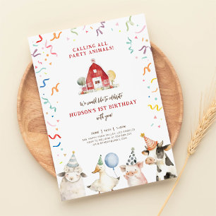 Jungtierfarm Barnyard Geburtstagseinladung Einladung