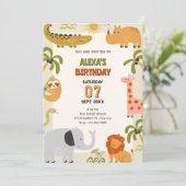 Jungtierzoo Geburtstag Einladung (Stehend Vorderseite)