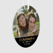 Jungvermählten-Foto-Feiertags-Verzierung Ornament (Vorderseite)