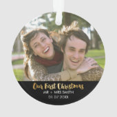 Jungvermählten-Foto-Feiertags-Verzierung Ornament (Rückseite)