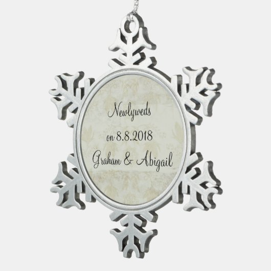 Jungvermählten Schneeflocken Zinn-Ornament (Rechts)